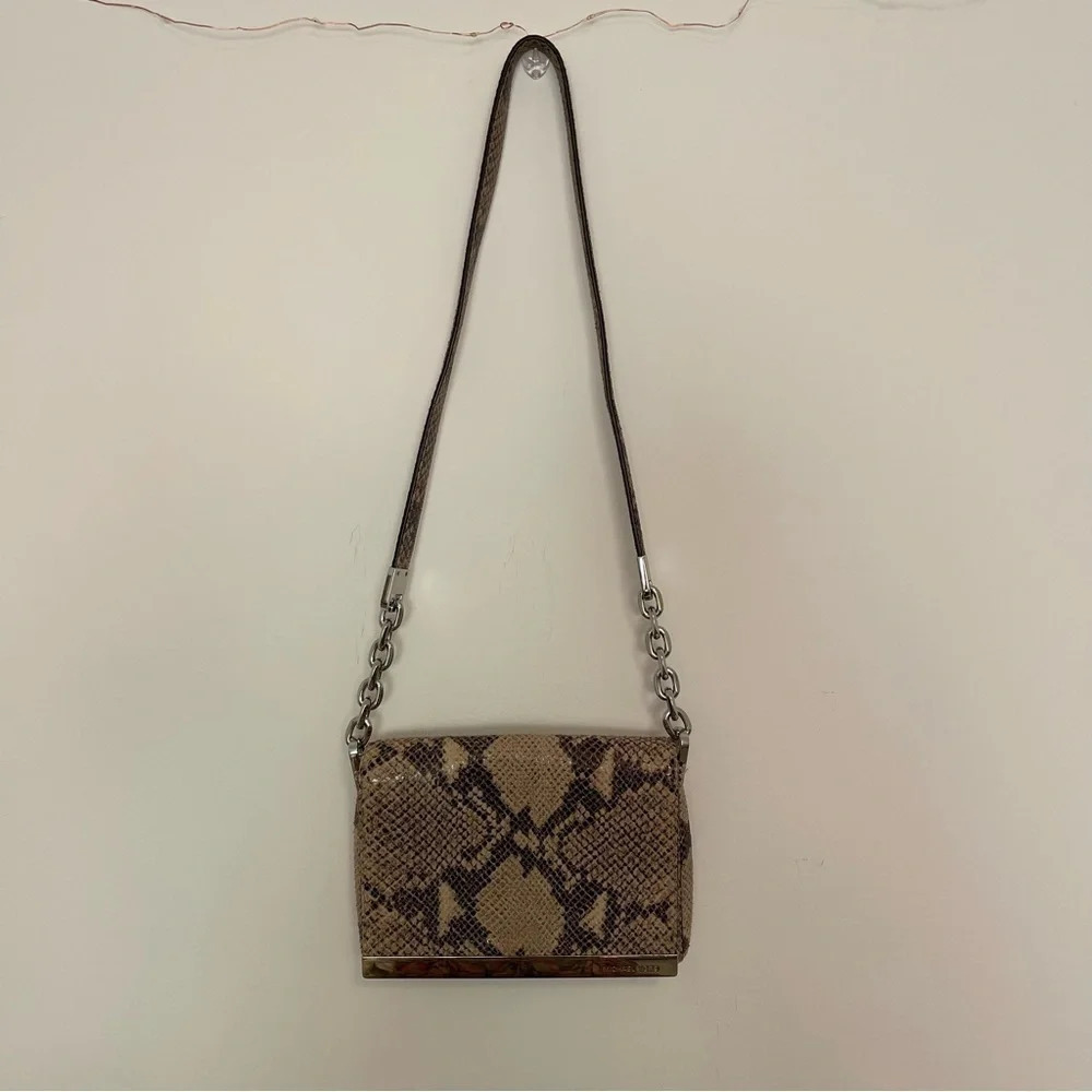 Michael Kors snake skin shoulder bag with silver hardware